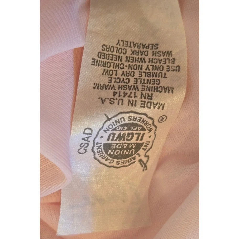 Vintage Miss Elaine Pink Antron Nylon Maxi Nightgown Rosette ILGWU Large USA - Picture 8 of 8